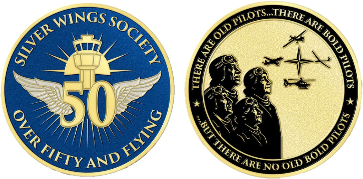 Silver Wings Society Challenge Coin – “Over Fifty and Flying” Commemorative Edition