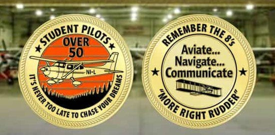 Student Pilot Over 50 Challenge Coin